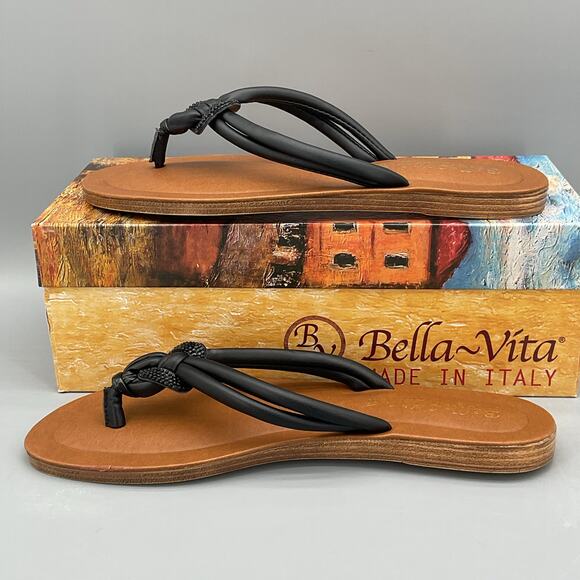 NEW Bella Vita Women’s Zev-Italy Thong Sandals Black Size 8M - Picture 2 of 11